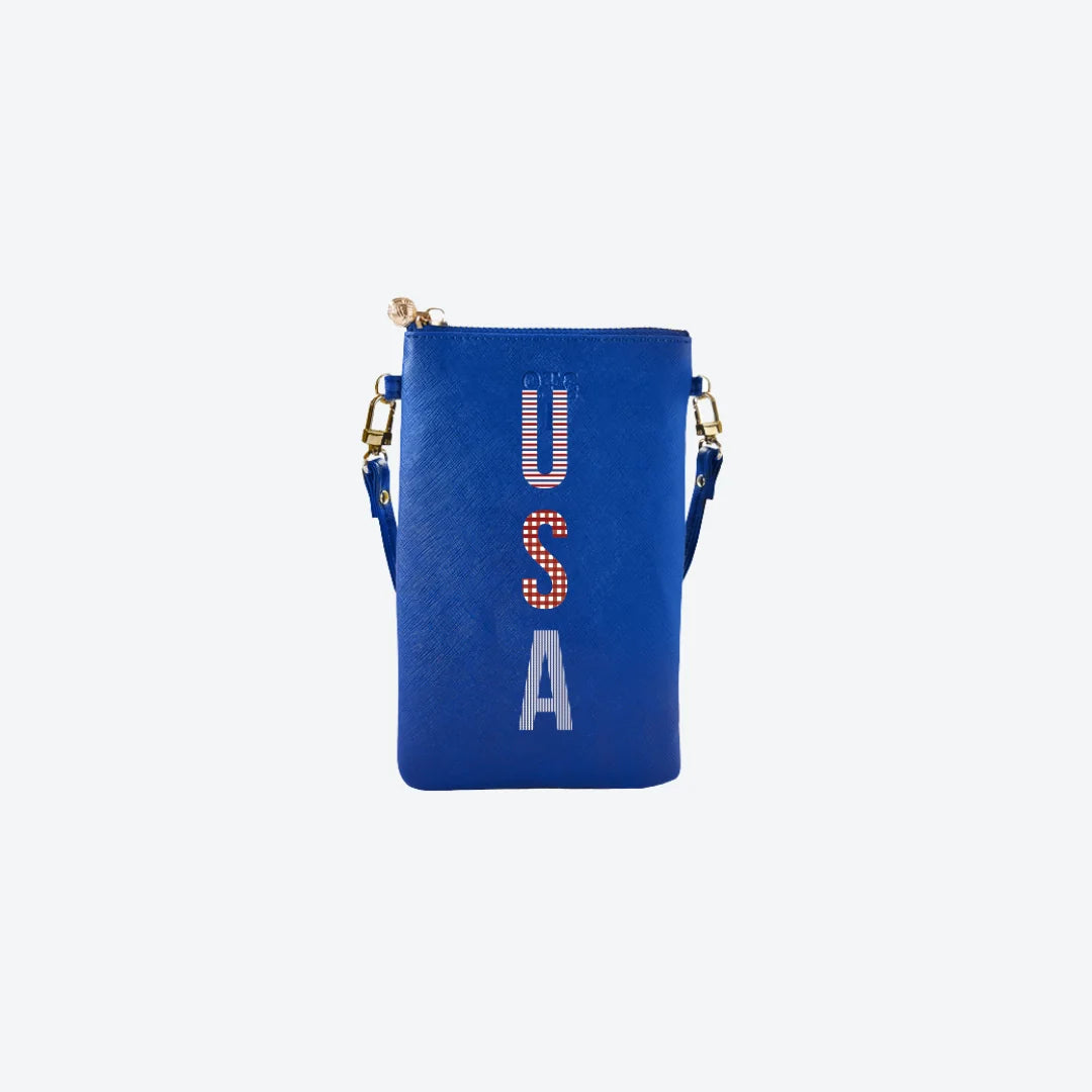 #1 Navy USA Crossbody Wristlet, front view