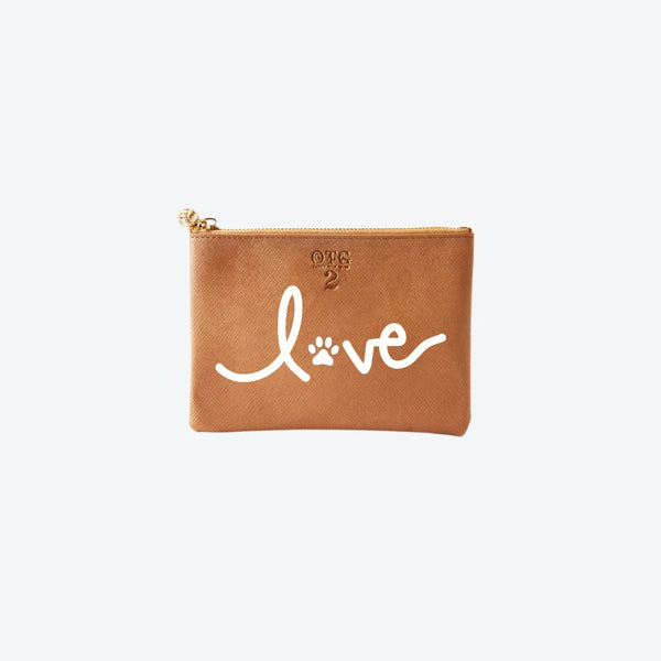 #2 Tan Love Paw Pouch, front view