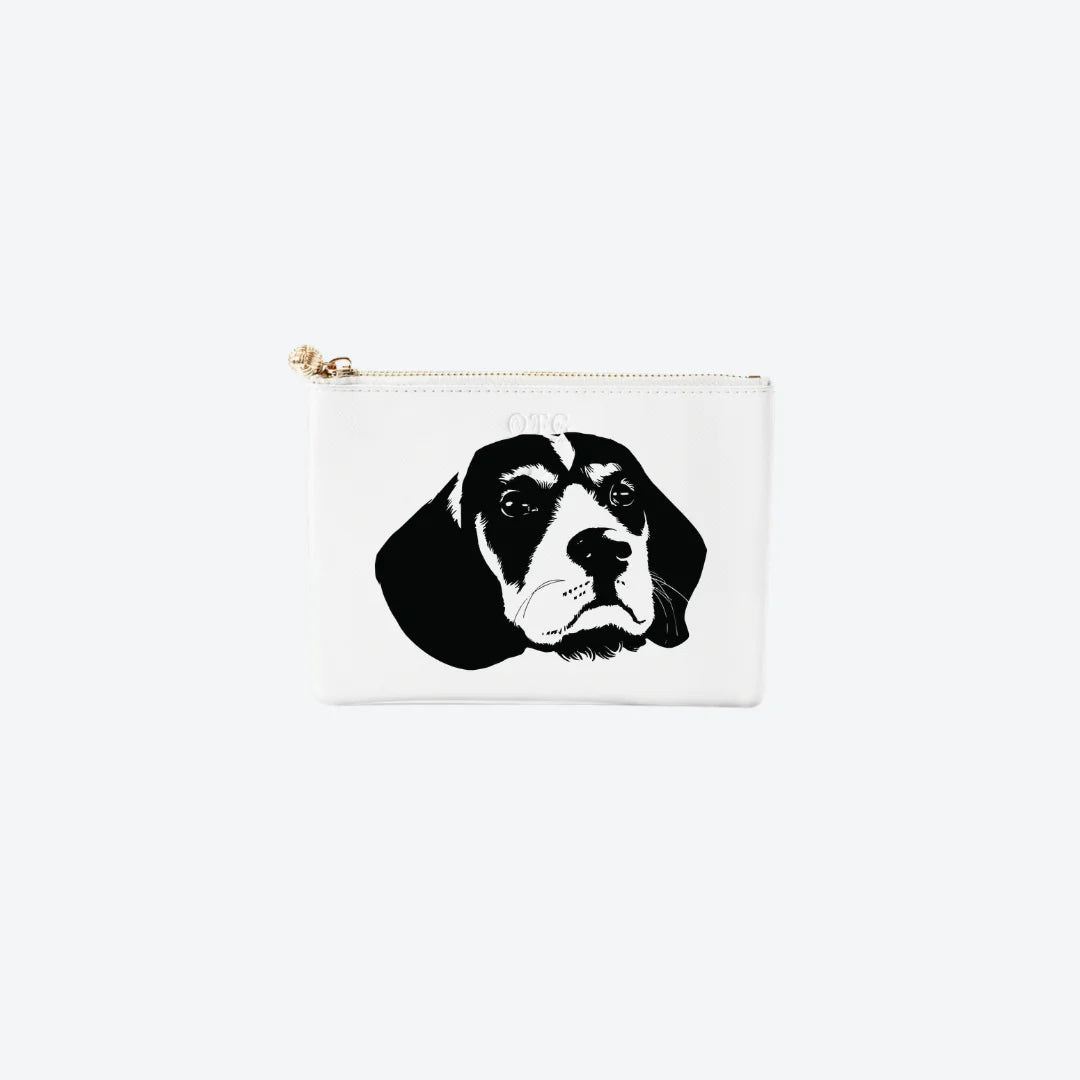 #2 White Beagle Pouch, front view