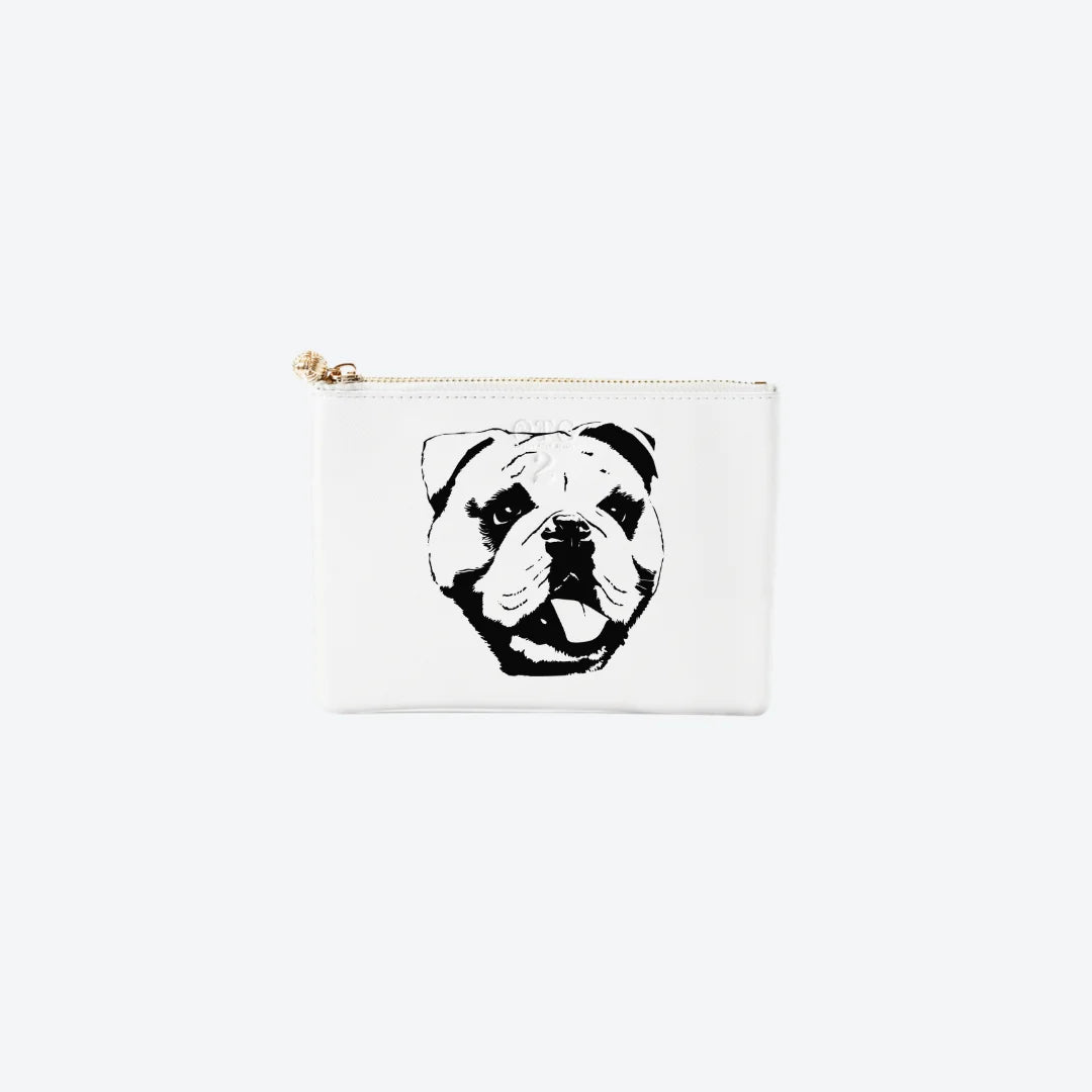 #2 White Bulldog Pouch, front view