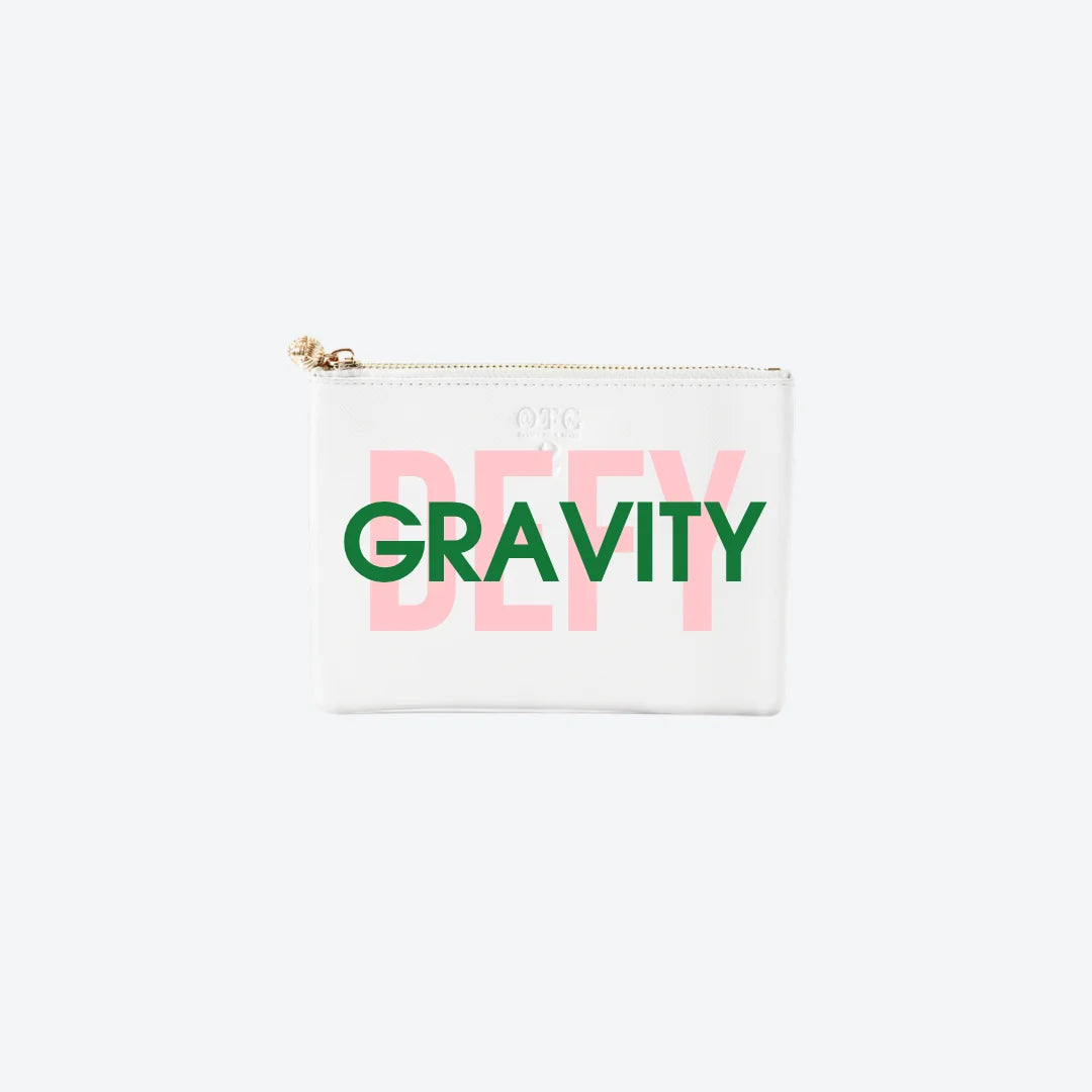 #2 White Defy Gravity Pouch, front view