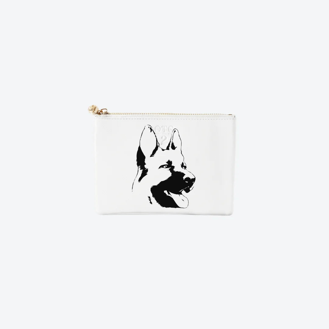 #2 White German Shepard Pouch, front view