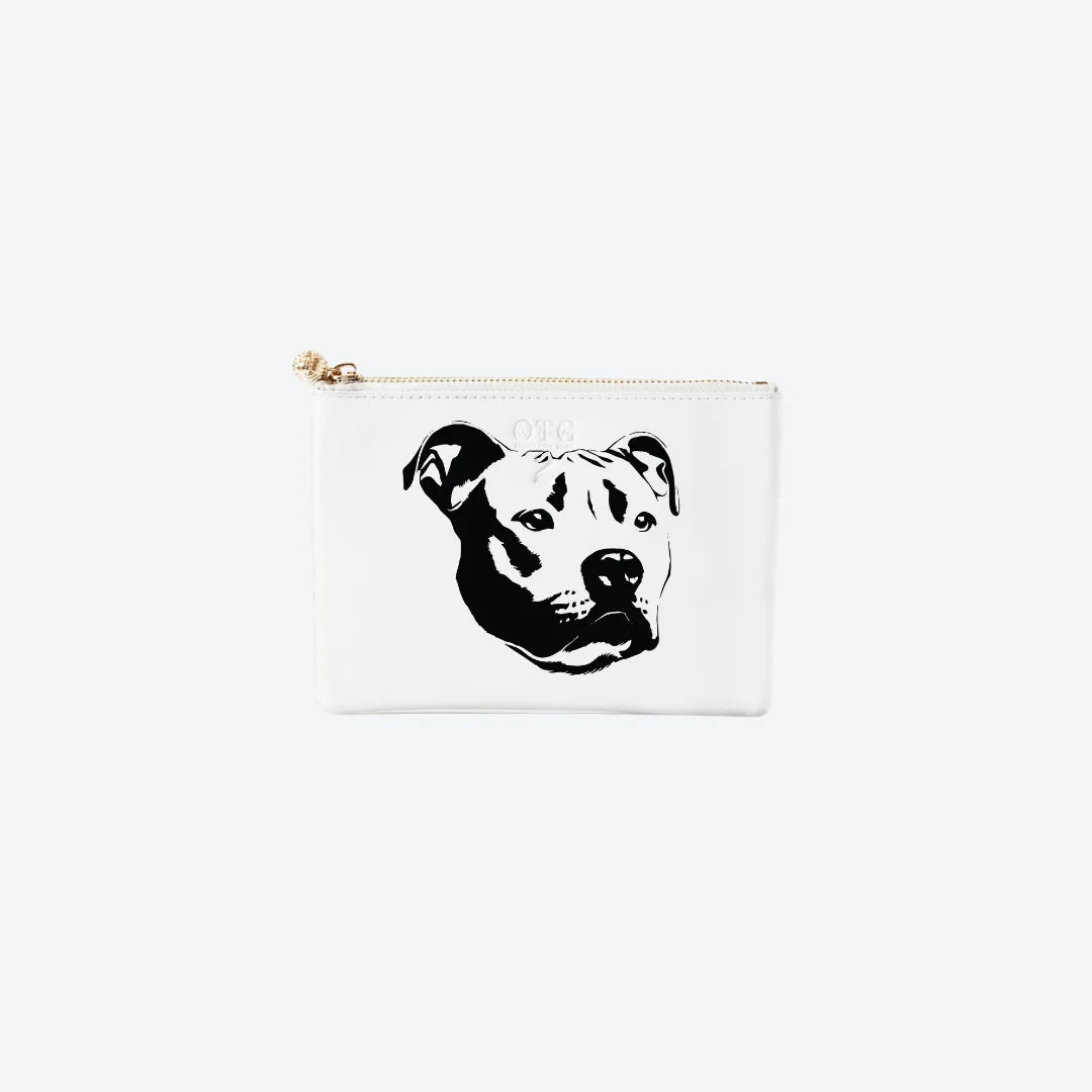 #2 White Pitbull Pouch, front view