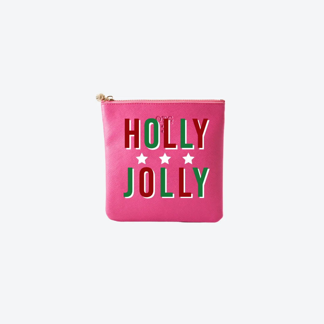 #3 Hot Pink Holly Jolly Pouch, front view