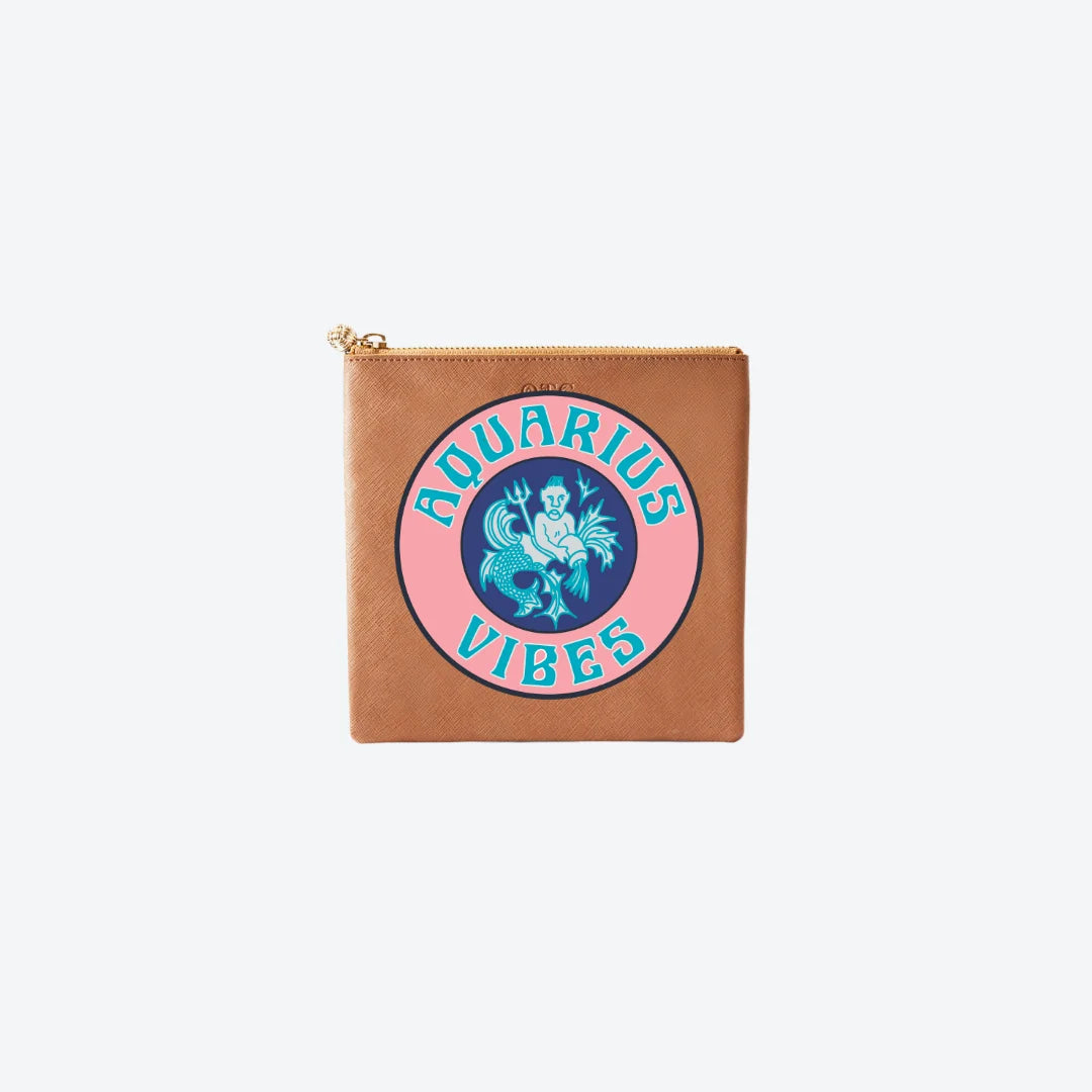 #3 Tan Aquarius Pouch, front view