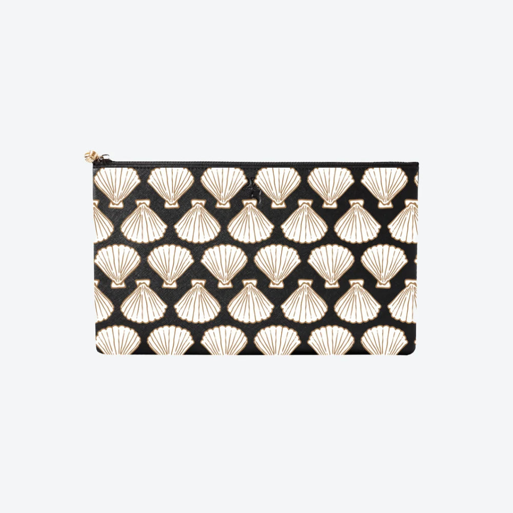 #5 Elle Shell Black Clutch, front view