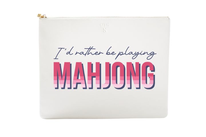 #8 White Id Rather Mahjong Pouch