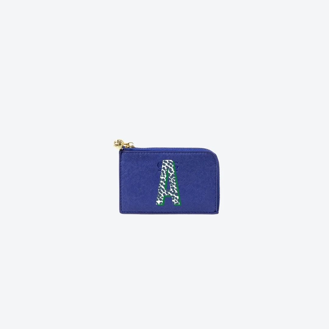 Card Case Navy with Cheetah Initial