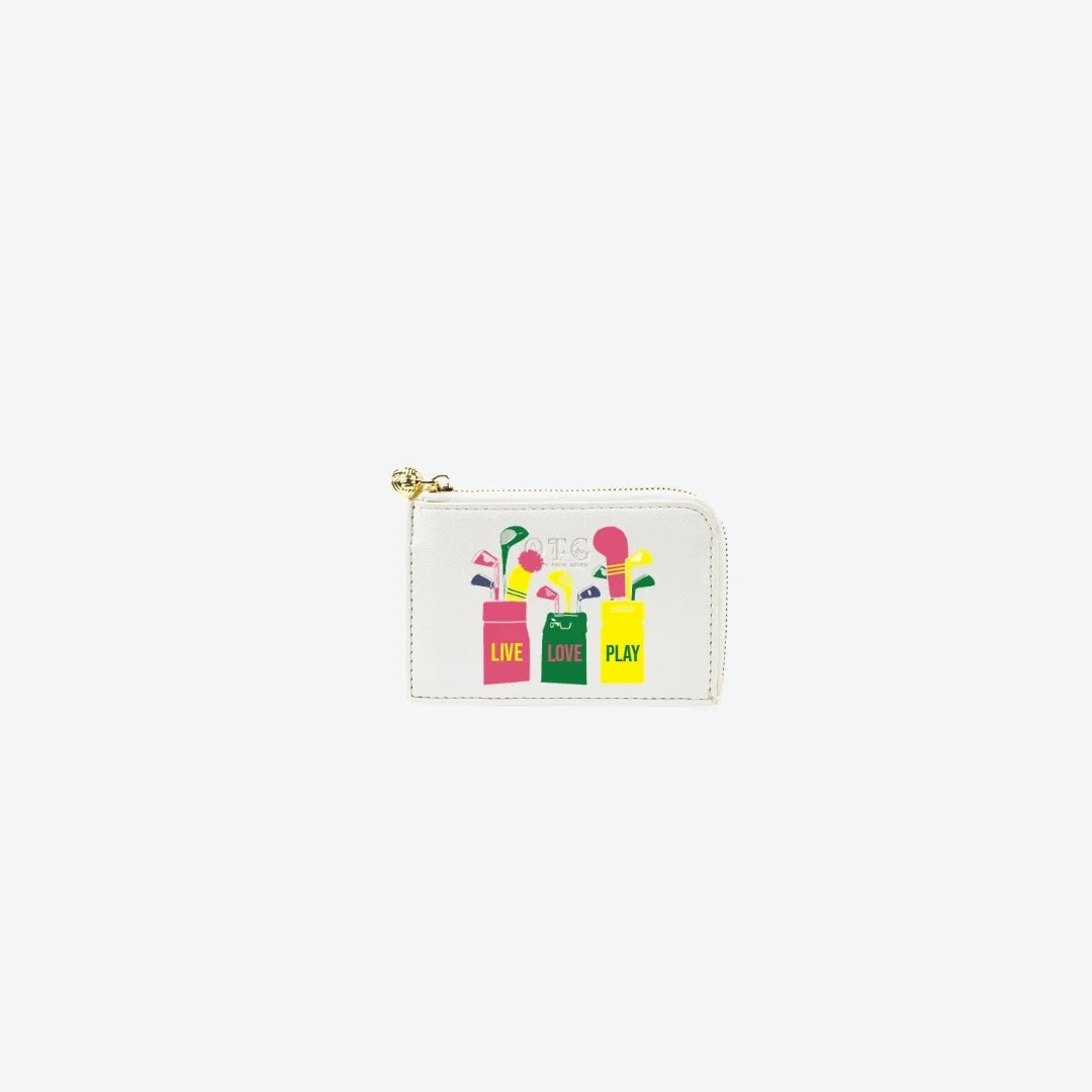 Card Case White Live Love Play, front view